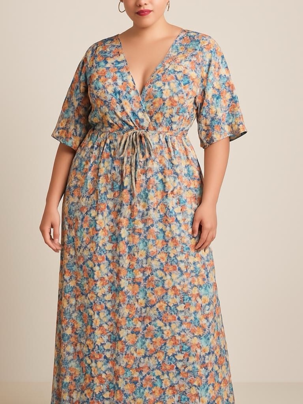 Nasty Gal Collection Floral Maxi Dress Blue‎ Orange Yellow Plus Size US 22
